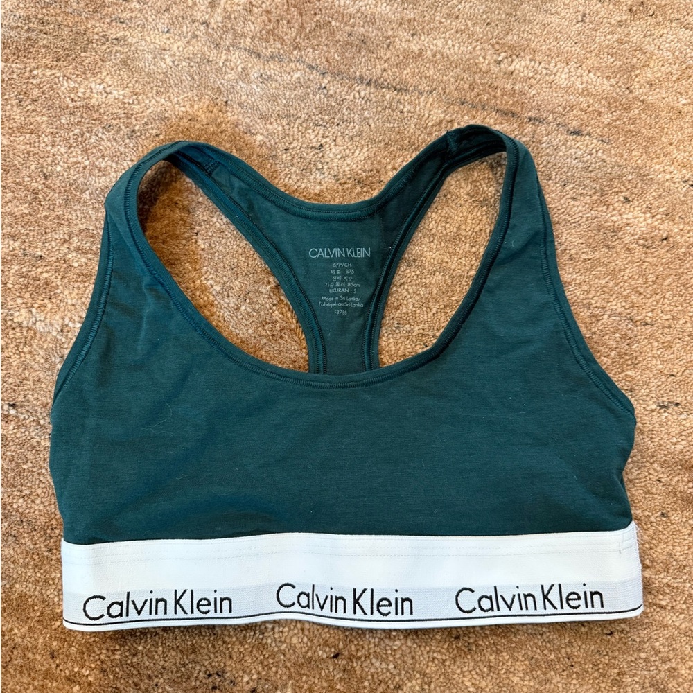 Calvin Klein Teal Sports Bra with White Band